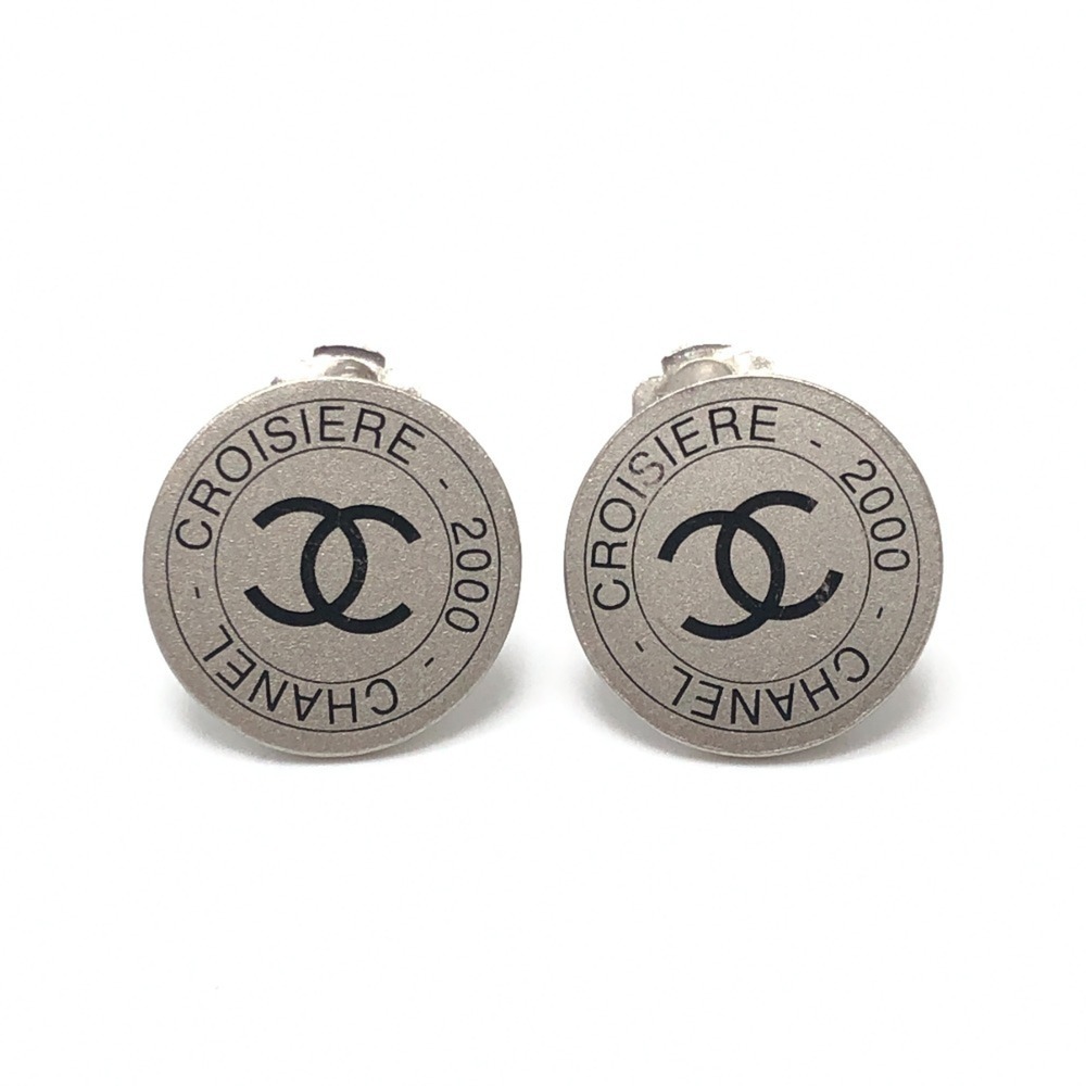 CHANEL 00C Coco Mark 2000 CROISIERE Vintage Clip-on Earrings, Metal, Silver, ...